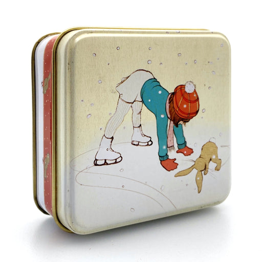 Square Storage Tin - 9.0 cm / Ice Skating - Geppetto's Workshop