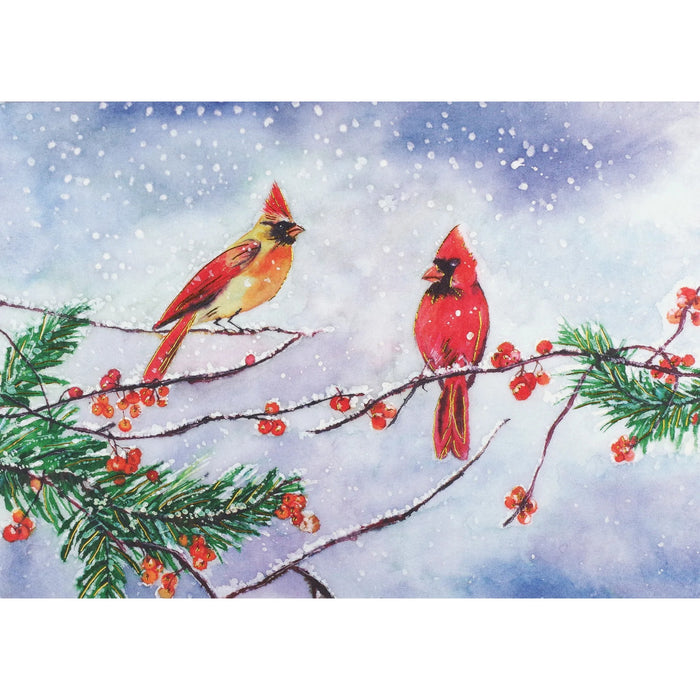 Greeting Card with Envelope - Cardinals & Berries / Box Set of 20 - Geppetto's Workshop