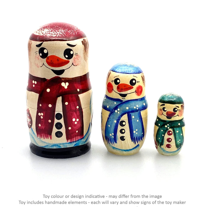 Snowman - Red Scarf / 3 pc set / 11 cm - Geppetto's Workshop