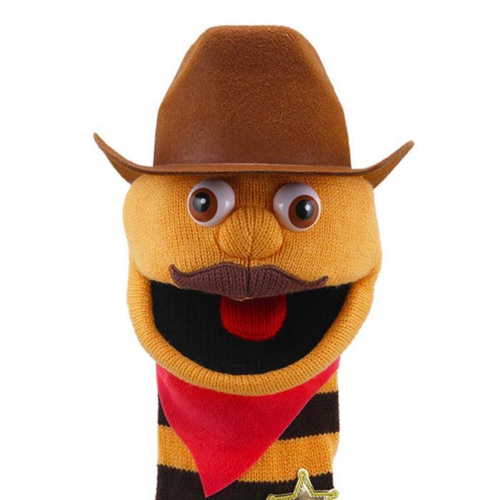 Marionnette à Main Sockette Cowboy – The Puppet Company, Idéale Pour Enfants Dès 18 Mois, Jeu Éducatif Et Amusant