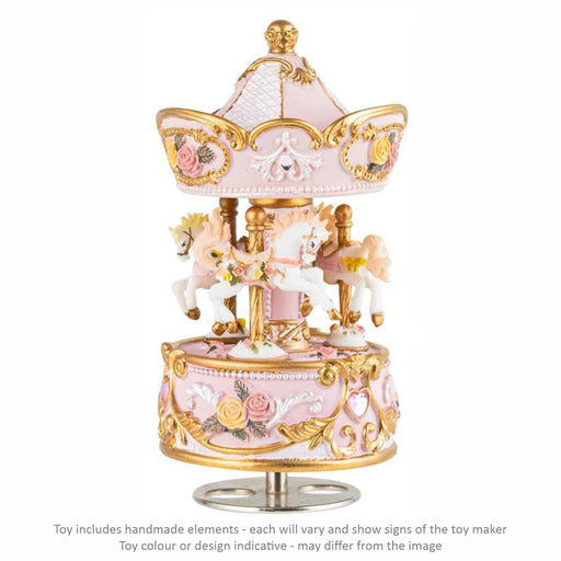 Musical Carousel - Dusty Pink with 3 White Horses / 14 cm