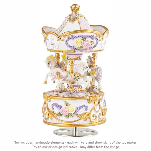 Musical Carousel - White and Purple with 3 Horses / 14 cm