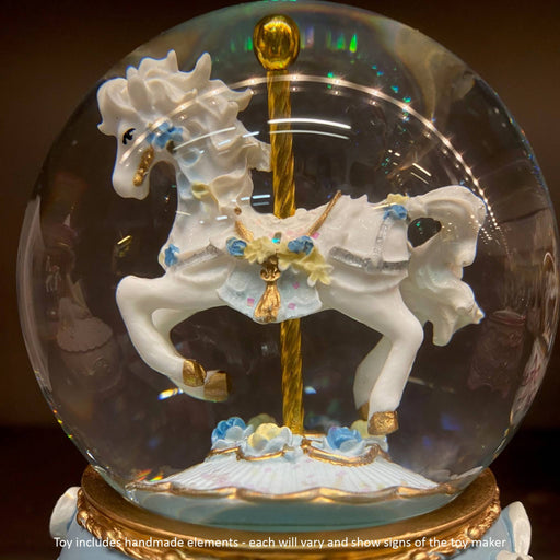 Musical Waterball - White Horse with White Ribbon / 11 cm