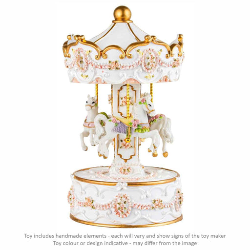 Musical Carousel - White and Gold with 3 Horses / 21 cm