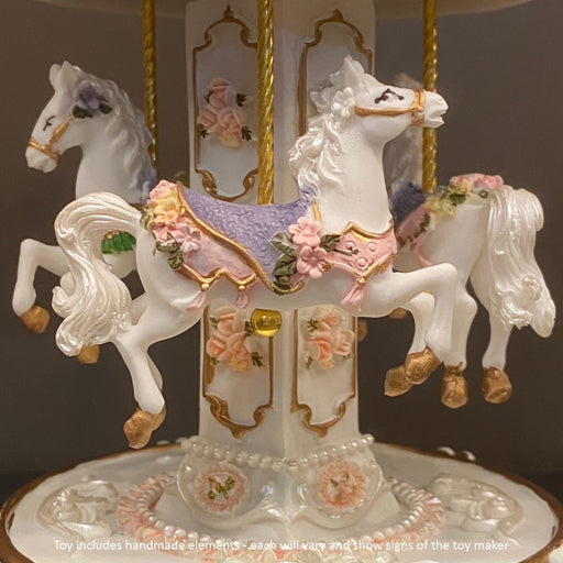 Musical Carousel - White and Gold with 3 Horses / 21 cm