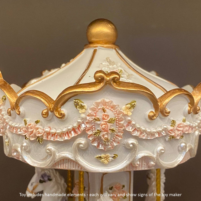 Musical Carousel - White and Gold with 3 Horses / 21 cm