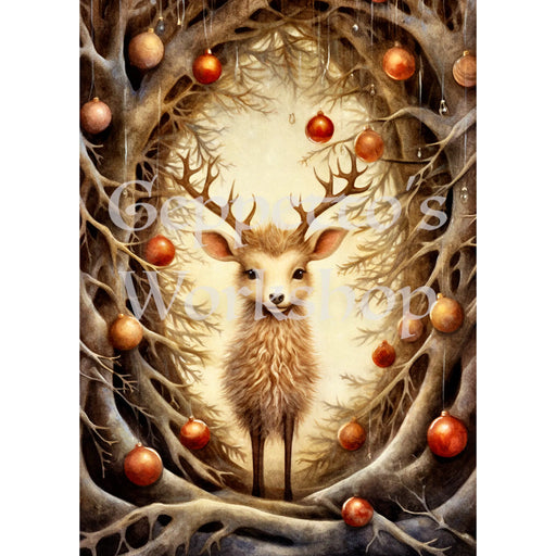 Greeting Card - Christmas Reindeer with Baubles