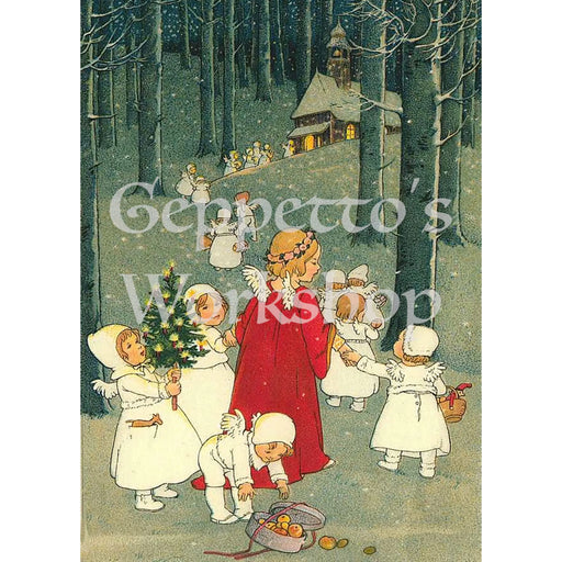 Greeting Card - Angels on their way to Church