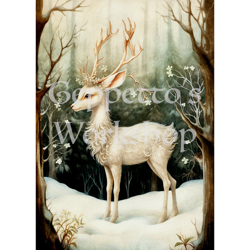 Greeting Card - White Reindeer