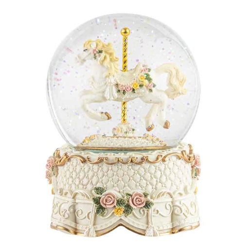 Musical Waterball - White Horse with Gold Detail / 14 cm - Geppetto's Workshop