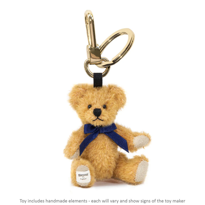 Teddy Bear Key Charm - Gold / Blue / 3 inch - Geppetto's Workshop