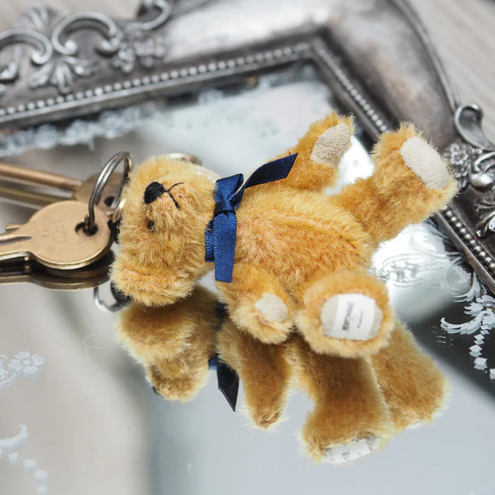 Teddy Bear Key Charm - Gold / Blue / 3 inch - Geppetto's Workshop