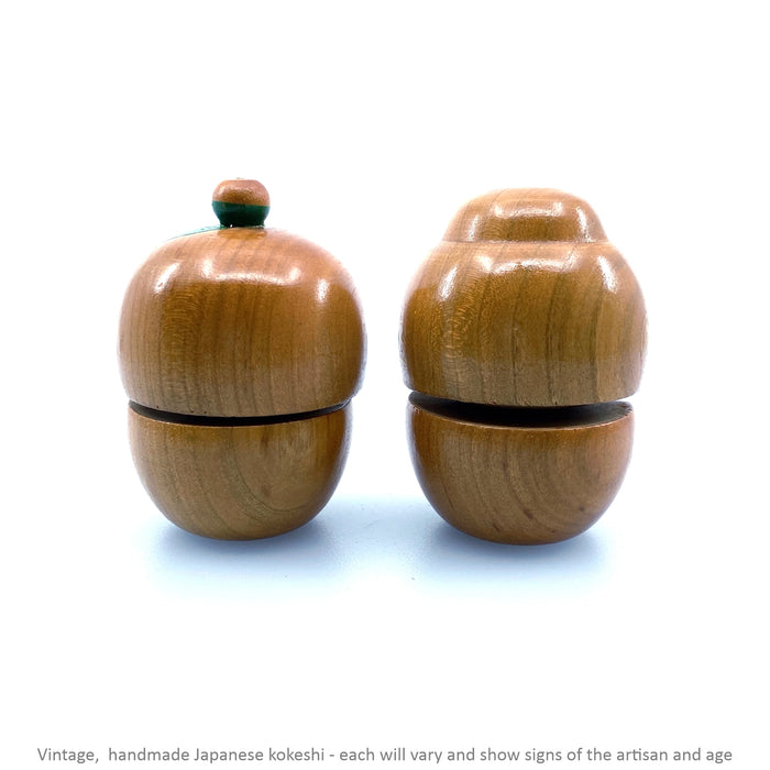 Vintage Kokeshi - Natural Squat Pair / 7 cm / Circa 1960s