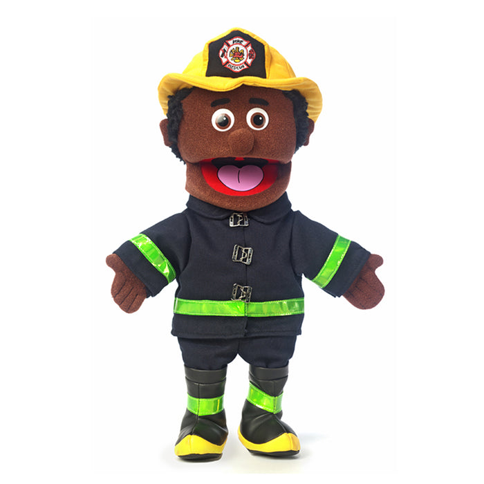 silly puppets 14 inch fireman black hero