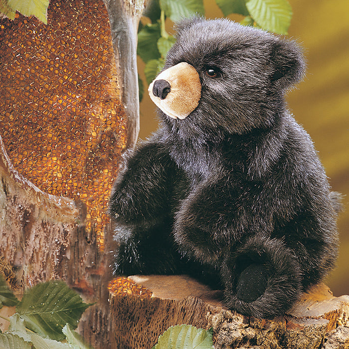 folkmanis baby black bear puppet lifestyle