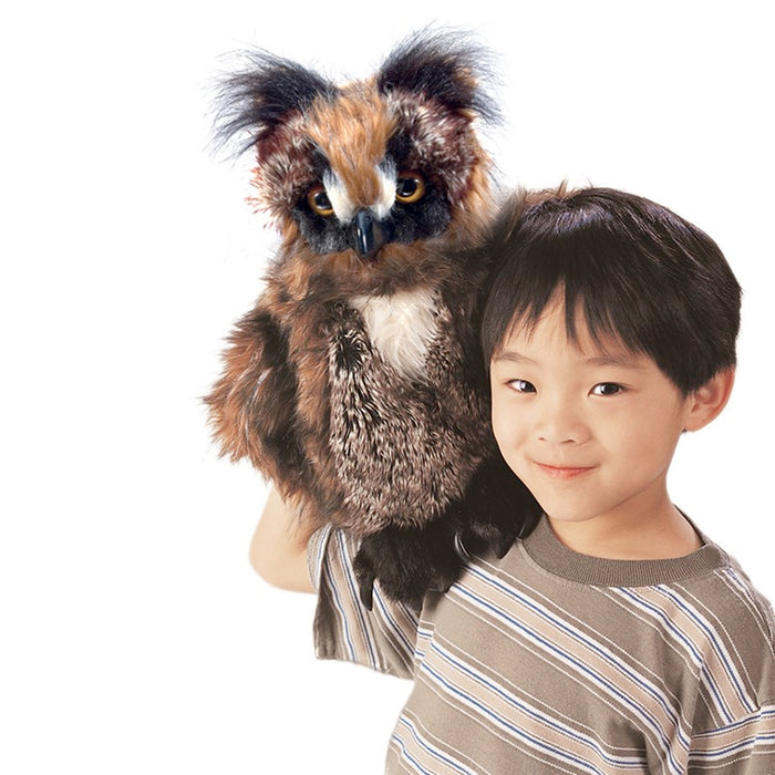 folkmanis great horned owl puppet action