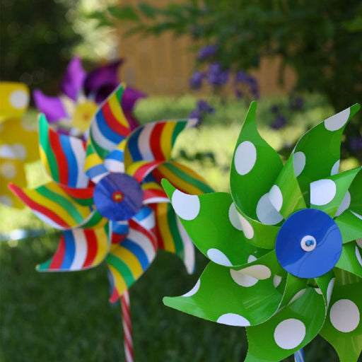 Windmill - Carnival / 20 cm with a 30 cm Polymer Stick / Assorted Designs - Geppetto's Workshop