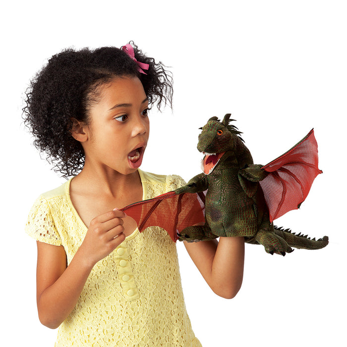 folkmanis winged dragon puppet action