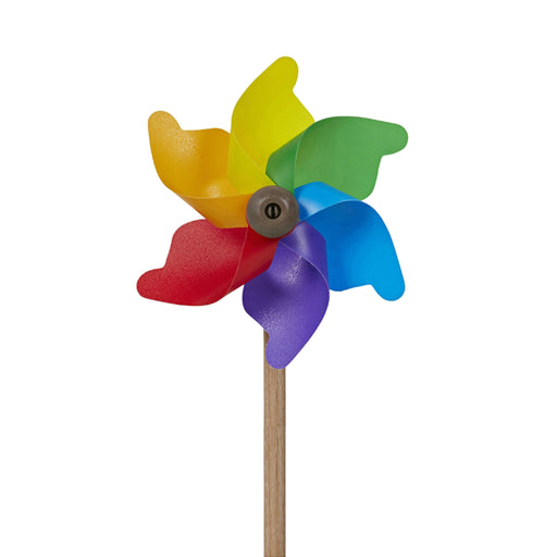 Windmill - Mini / Rainbow / 11 cm with a 25 cm Wooden Stick - Geppetto's Workshop