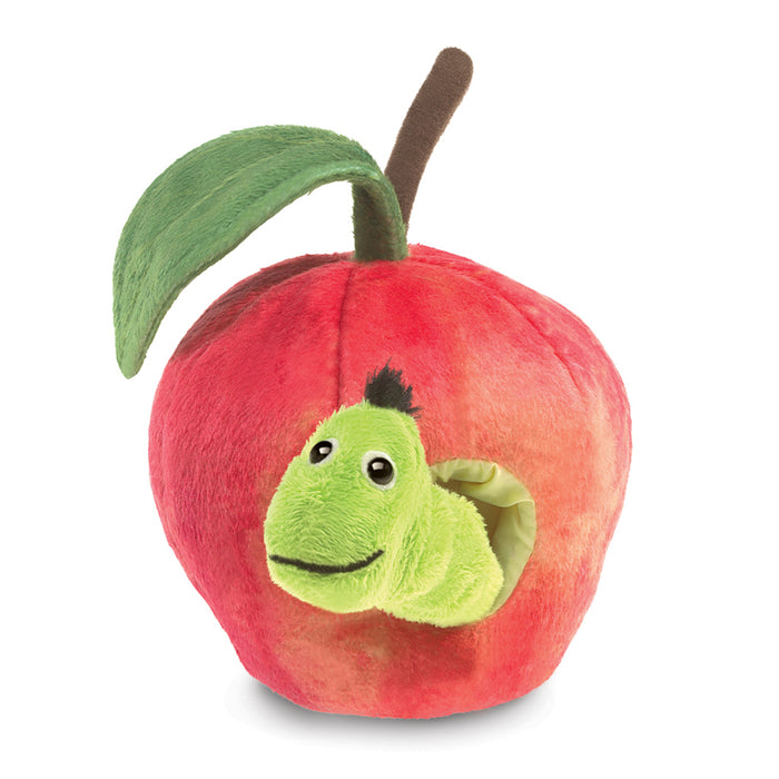 folkmanis worm in apple puppet front
