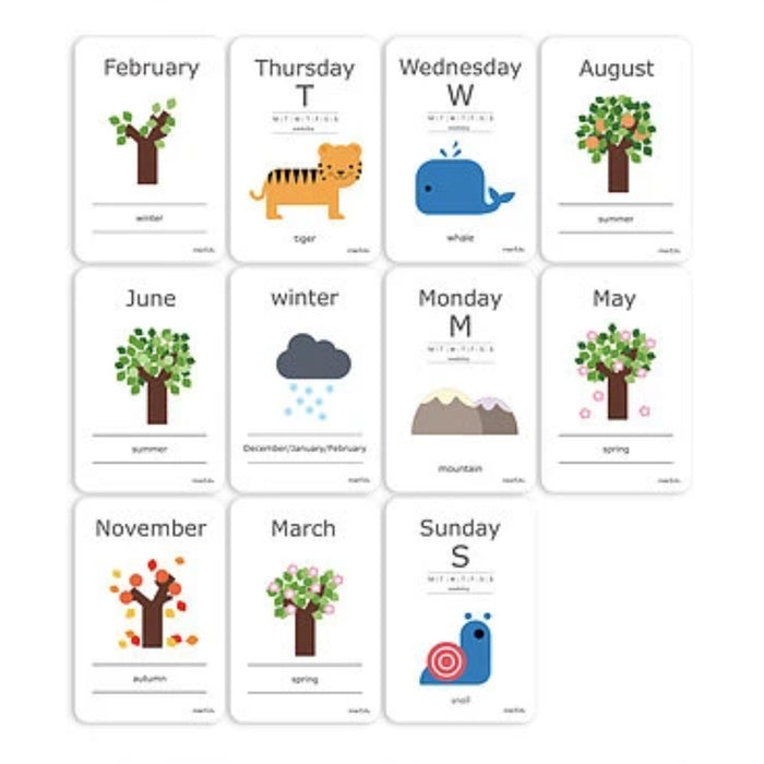 mieredu flash cards days and seasons cards