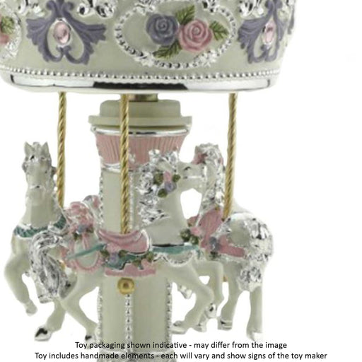 Musical Carousel - Pink Mauve and Silver with 3 Horses / 19 cm - Geppetto's Workshop