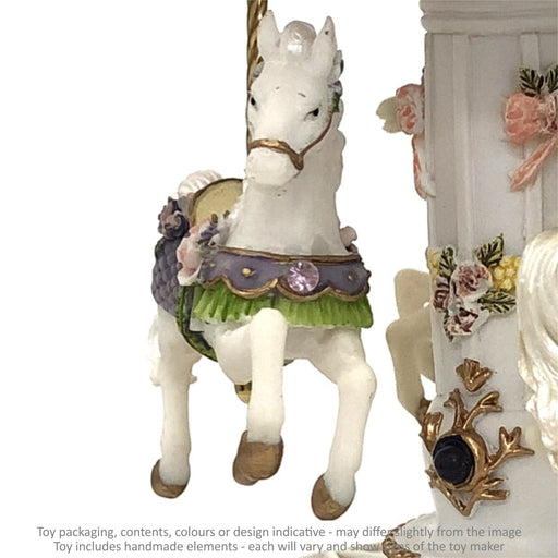 geppettos musical carousel white with 3 horses detail
