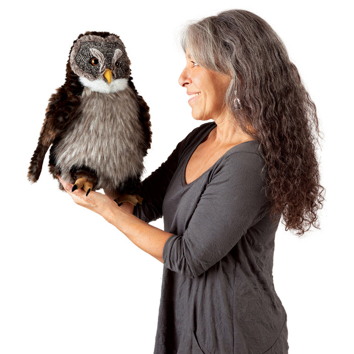 folkmanis hooting owl puppet action
