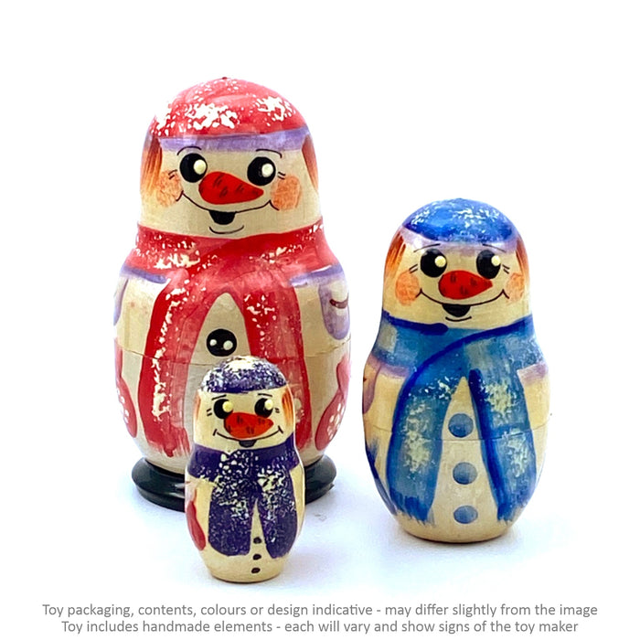 geppettos matryoshka snowman 3pc red scarf set