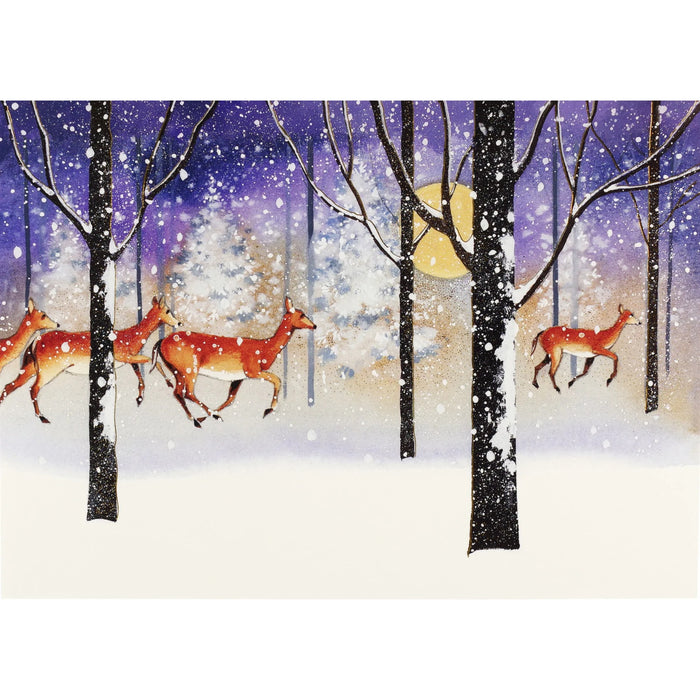 Greeting Card with Envelope - Deer in Snowfall / Box Set of 20 - Geppetto's Workshop
