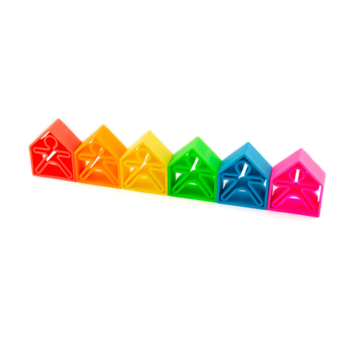 Neon House Stacking Teethers - Silicone / 6 pcs - Geppetto's Workshop