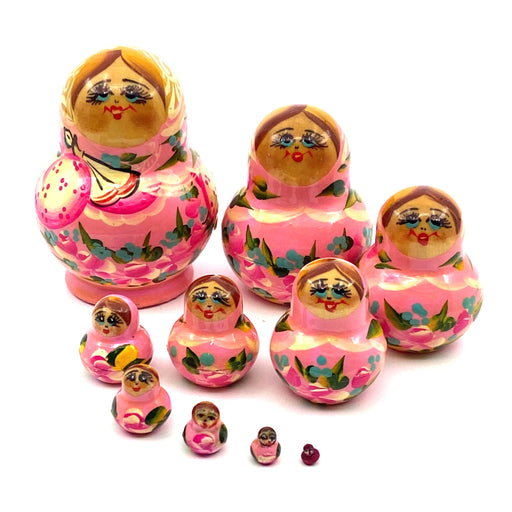 Matryoshka - Micro / 10 pc set / Approx 6 cm / Pink / Ltd 144964 - Geppetto's Workshop