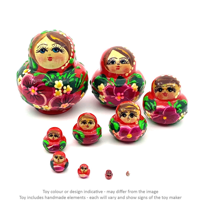 Matryoshka - Micro / 10 pc set / Approx 6 cm / Red / Ltd 144968 - Geppetto's Workshop