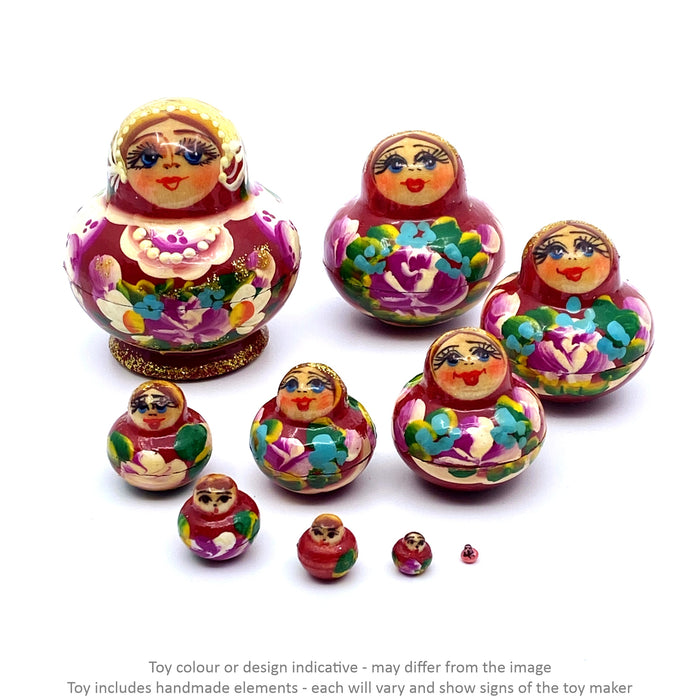 Matryoshka - Micro / 10 pc set / Approx 6 cm / Red / Ltd 144970 - Geppetto's Workshop