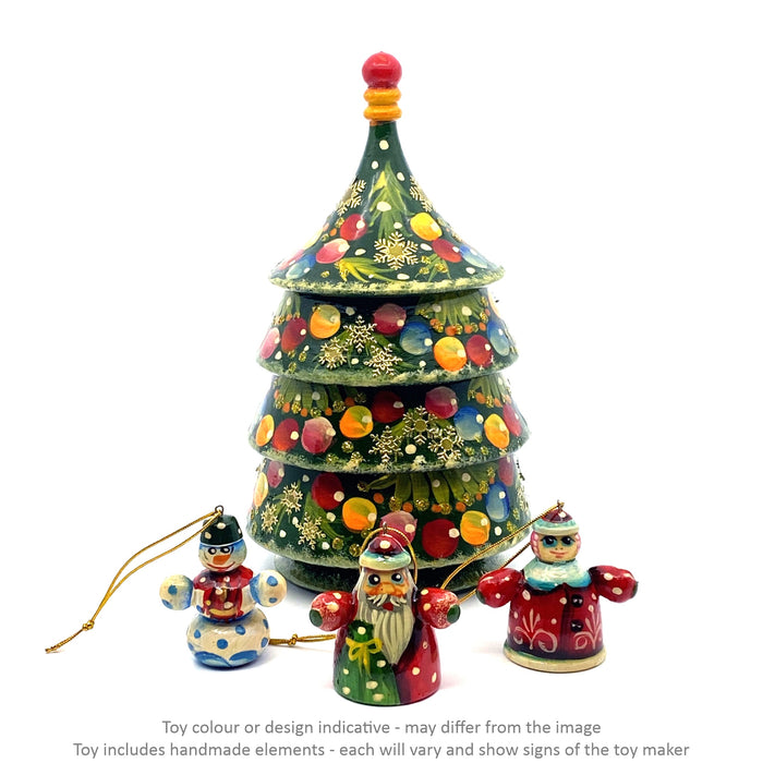 Christmas Tree with Ornaments - 4 pc set / Approx 16 cm - Geppetto's Workshop