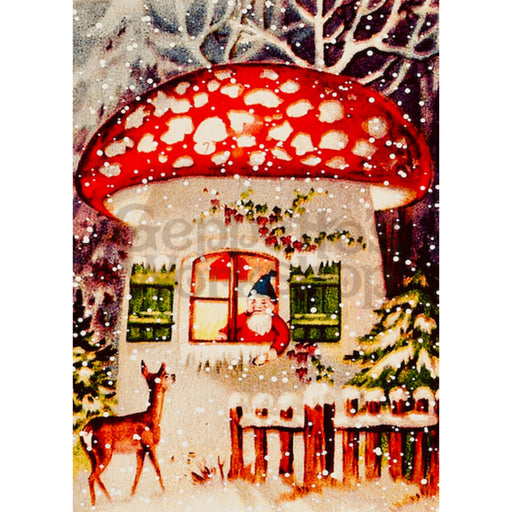 Greeting Card - Mushroom Gnome House - Geppetto's Workshop