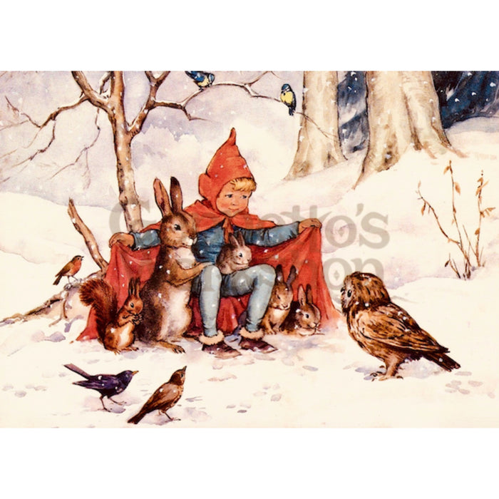 Greeting Card - Boy with Cloak around Animals - Geppetto's Workshop